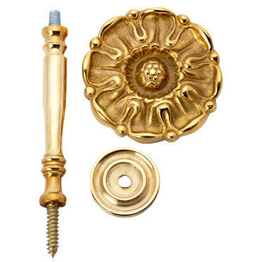 Solid Brass Floral Style Curtain Tie Back (Several Finishes Available)