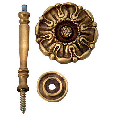 Solid Brass Floral Style Curtain Tie Back (Antique Brass Finish) Copper Mountain Hardware