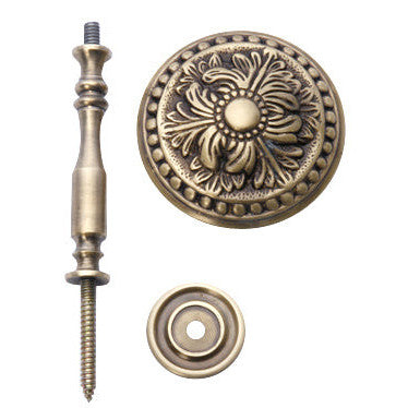 Solid Brass Curtain Tie Back - Large Baroque Button Style (Antique Brass Finish) Copper Mountain Hardware