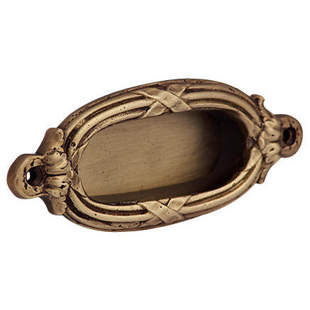 4 3/8 Inch Solid Brass Ribbon & Reed Door Pull (Antique Brass Finish) COPPER MOUNTAIN HARDWARE