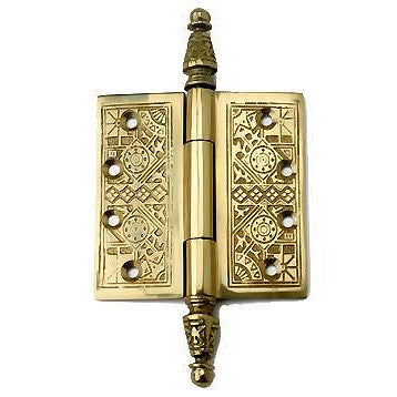 3 1/2 x 3 1/2 Inch Victorian Steeple Tip Style Hinge (Polished Brass) COPPER MOUNTAIN HARDWARE