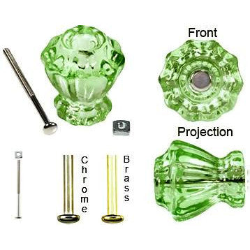 Astoria 1 1/4 Inch Depression Green Decagon Teardrop Glass Knob COPPER MOUNTAIN HARDWARE