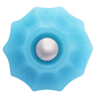 Astoria 1 1/4 Inch Milk Blue Glass Decagon Ten Sided Drawer Knobs COPPER MOUNTAIN HARDWARE