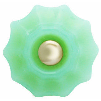 Astoria 1 1/4 Inch Jadeite Milk Green Glass 10-Sided Drawer Knobs COPPER MOUNTAIN HARDWARE