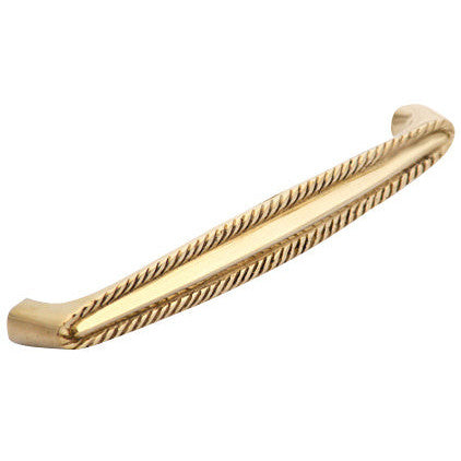 4 Inch Overall (3 3/4 Inch c-c) Solid Brass Georgian Roped Style Pull (Polished Brass Finish) COPPER MOUNTAIN HARDWARE