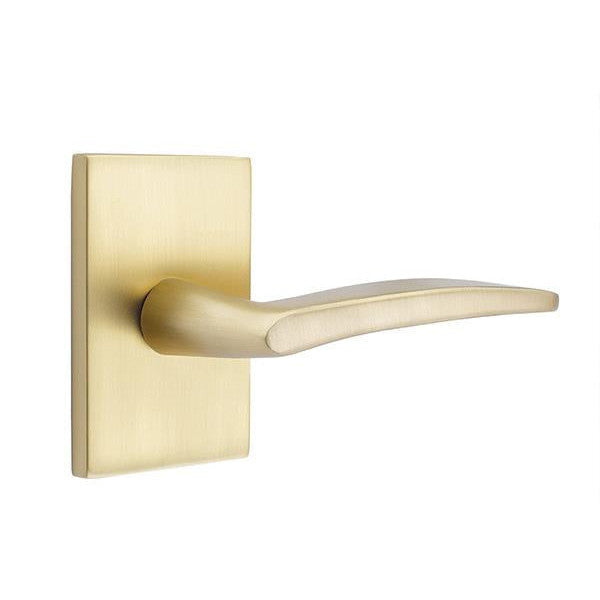 Emtek Solid Brass Poseidon Lever With Modern Rectangular Rosette (Several Finish Options) EMTEK