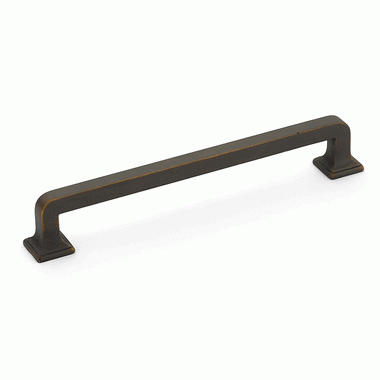 6 3/4 Inch (6 Inch c-c) Menlo Park Pull (Ancient Bronze Finish) SCHAUB