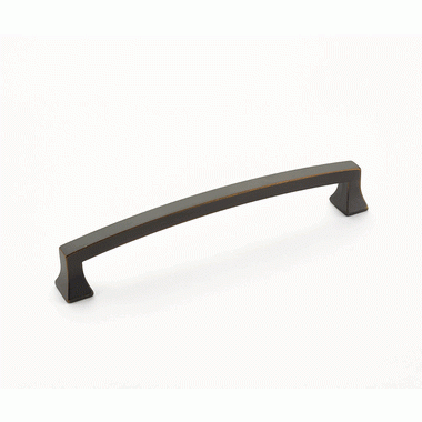 6 1/2 Inch (6 Inch c-c) Menlo Park Pull (Ancient Bronze Finish) SCHAUB