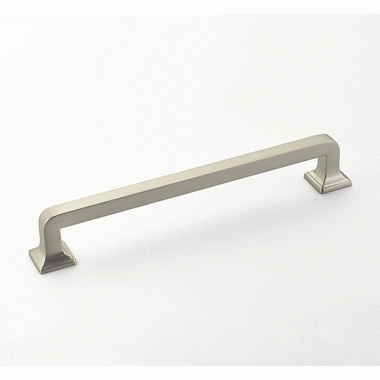 6 1/2 Inch (6 Inch c-c) Menlo Park Pull (Satin Nickel Finish) SCHAUB