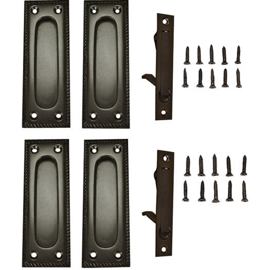 Georgian Square Double Pocket Passage Style Door Set (Oil Rubbed Bronze Brass) COPPER MOUNTAIN HARDWARE