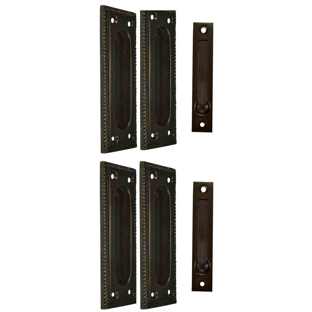 Georgian Square Double Pocket Passage Style Door Set (Oil Rubbed Bronze Brass) COPPER MOUNTAIN HARDWARE