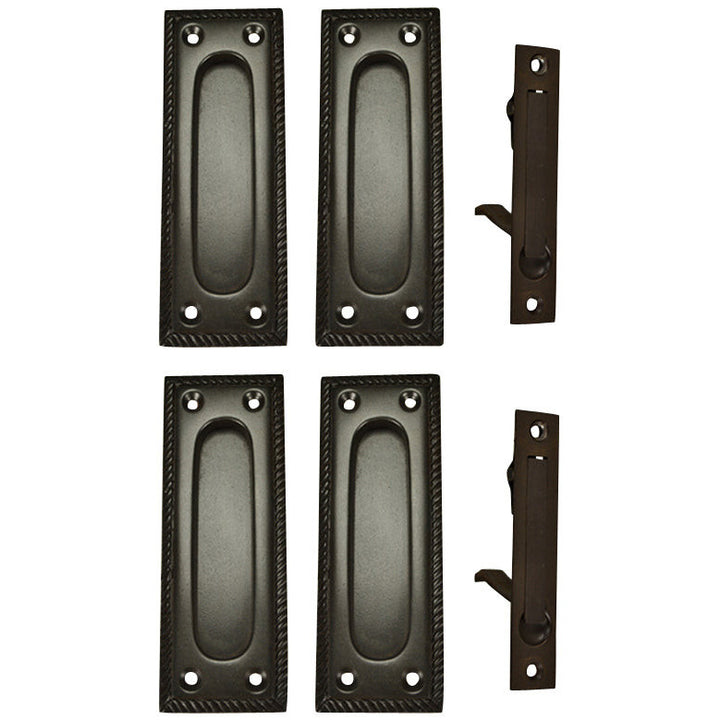 Georgian Square Double Pocket Passage Style Door Set (Oil Rubbed Bronze Brass) COPPER MOUNTAIN HARDWARE