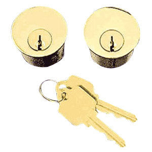 Pair Solid Brass 1 1/2 Inch Lock Cylinder (Polished Brass Finish) Copper Mountain Hardware