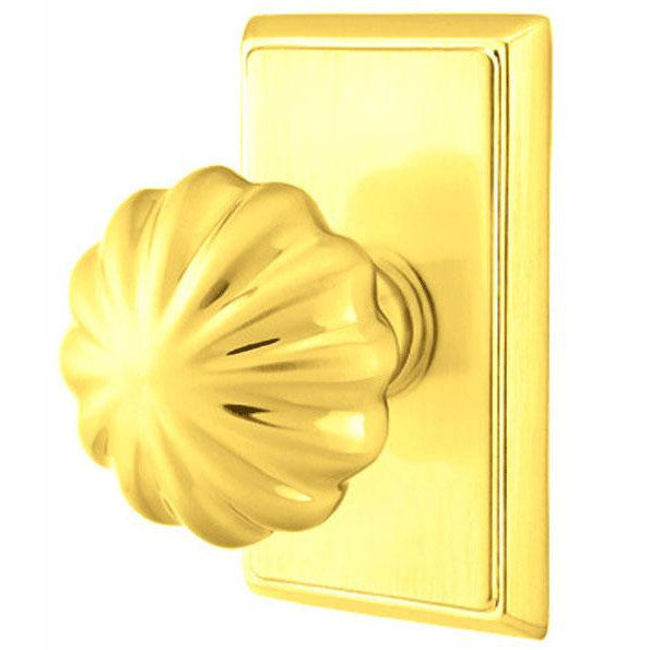 Solid Brass Melon Door Knob Set With Rectangular Rosette EMTEK