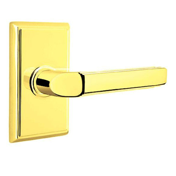 Solid Brass Milano Lever With Rectangular Rosette EMTEK