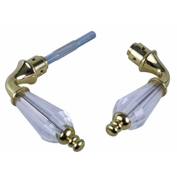 Crystal Lever Door Knobs in Polished Brass Finish - Spare Set with Spindle COPPER MOUNTAIN HARDWARE