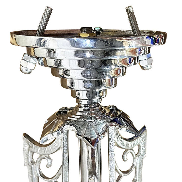 17 Inch Classic Art Deco Close Ceiling Light with Amber Glass (Polished Chrome Finish) COPPER MOUNTAIN HARDWARE