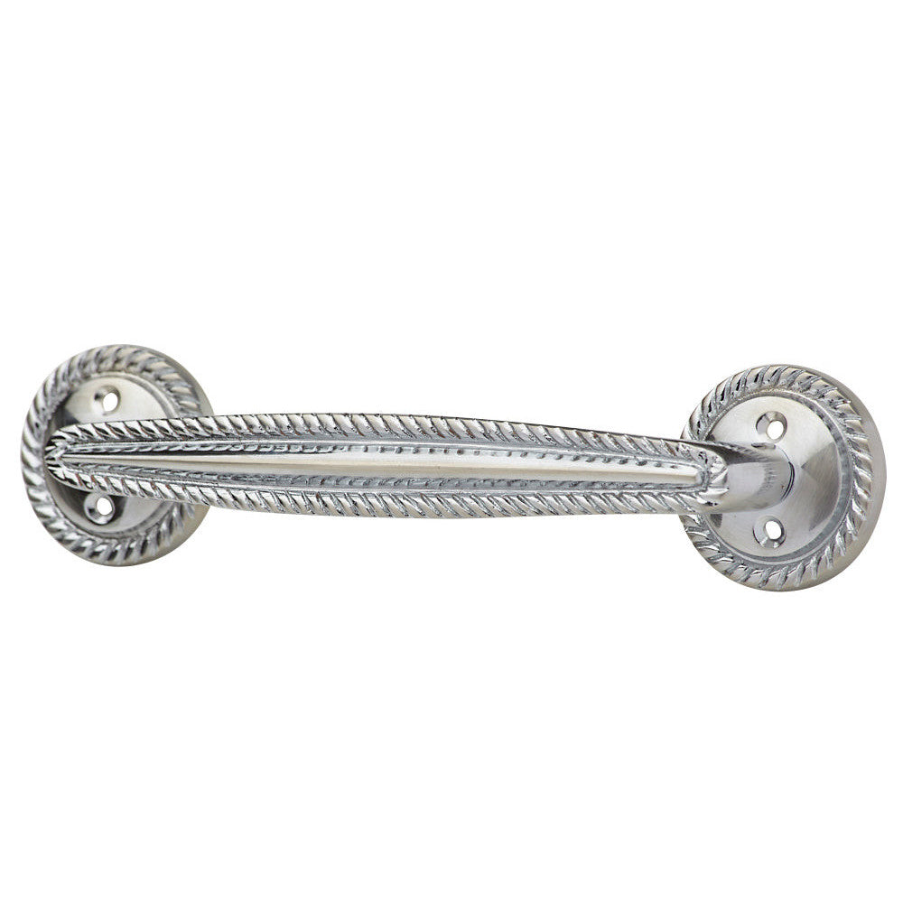 6 1/2 Inch Overall (5 Inch c-c) Georgian Roped Style Solid Brass Pull (Polished Chrome Finish) COPPER MOUNTAIN HARDWARE