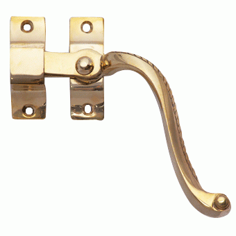 Solid Brass Right Hinge Window Lock Georgian Roped Pattern (Polished Brass Finish) Copper Mountain Hardware