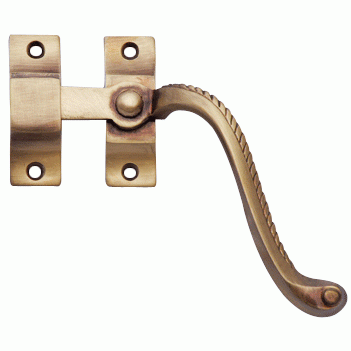 Solid Brass Right Hinge Window Lock Georgian Roped Pattern (Antique Brass Finish) Copper Mountain Hardware