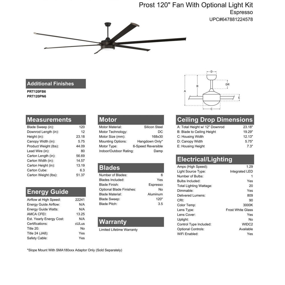 120" Prost in Espresso w/ Espresso Blades CRAFTMADE