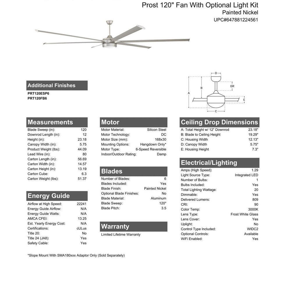 120" Prost in Painted Nickel w/ Painted Nickel Blades CRAFTMADE