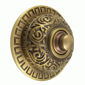 2 7/8 Inch Diameter Eastlake Doorbell (Antique Brass Finish) COPPER MOUNTAIN HARDWARE