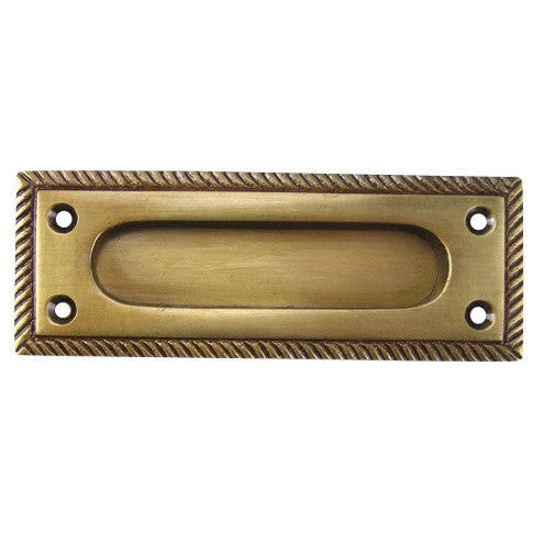 Rectangular Georgian Roped Solid Brass Pocket Door Pull or Sash Lift (Several Finishes Available) Copper Mountain Hardware