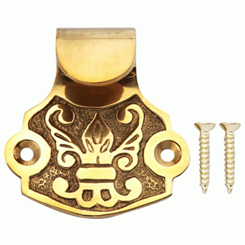 Solid Brass Fleur De Lis Sash Lift (Lacquered Brass Finish) Copper Mountain Hardware