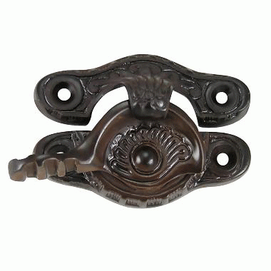 Eastlake Pattern Solid Brass Window Lock (Oil Rubbed Bronze Finish) Copper Mountain Hardware