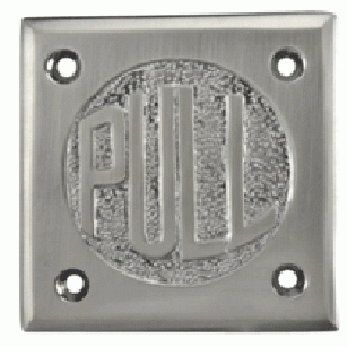 2 3/4 Inch Brass Classic American "Pull" & "Push" Signs (Brushed Nickel Finish) COPPER MOUNTAIN HARDWARE