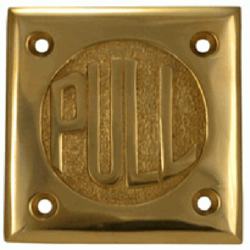 2 3/4 Inch Brass Classic American "Pull" & "Push" Signs (Polished Brass Finish) COPPER MOUNTAIN HARDWARE