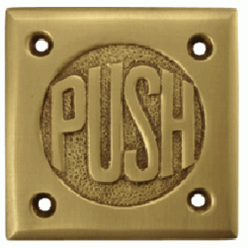 2 3/4 Inch Brass Classic American "Pull" & "Push" Signs (Antique Brass Finish) COPPER MOUNTAIN HARDWARE