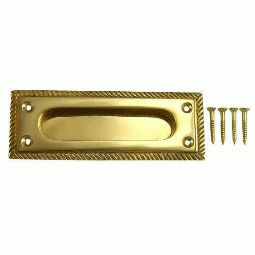 Rectangular Georgian Roped Solid Brass Pocket Door Pull or Sash Lift (Several Finishes Available) Copper Mountain Hardware