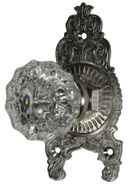 Ornate Victorian Rosette Door Set with Crystal Fluted Door Knobs (Several Finishes Available) COPPER MOUNTAIN HARDWARE