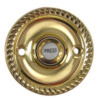 Solid Brass Georgian Roped Doorbell (Polished Brass Finish) COPPER MOUNTAIN HARDWARE