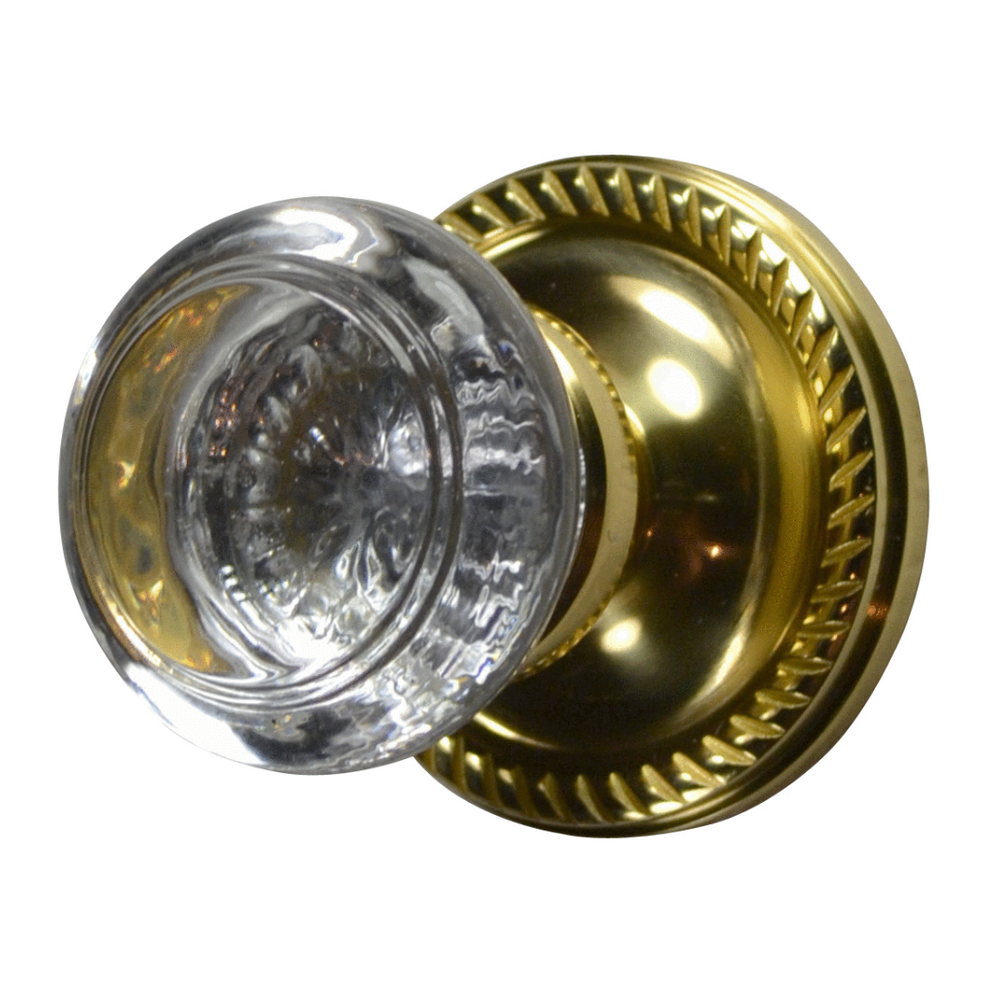 Georgian Roped Rosette Door Set with Round Crystal Door Knobs (Several Finishes Available) COPPER MOUNTAIN HARDWARE