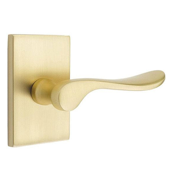 Emtek Solid Brass Luzern Lever With Modern Rectangular Rosette (Several Finish Options) EMTEK