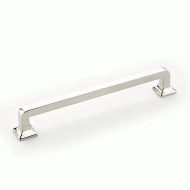 6 1/2 Inch (6 Inch c-c) Menlo Park Pull (Polished Nickel Finish) SCHAUB