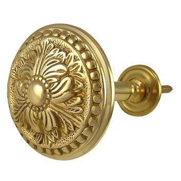 Solid Brass Curtain Tie Back - Large Baroque Button Style (Polished Brass Finish) Copper Mountain Hardware