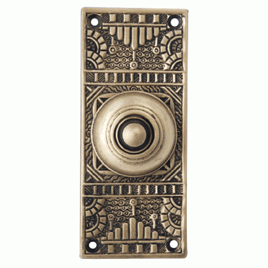 Solid Brass Eastlake Style Door Bell (Antique Brass Finish) COPPER MOUNTAIN HARDWARE