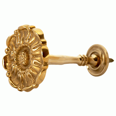 Solid Brass Floral Style Curtain Tie Back (Polished Brass Finish) Copper Mountain Hardware