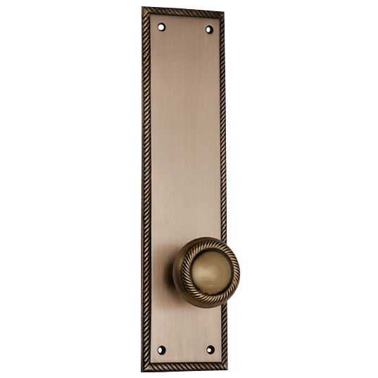 Georgian Roped Rectangular Backplate Door Set with Georgian Roped Door Knobs (Several Finishes Available) COPPER MOUNTAIN HARDWARE