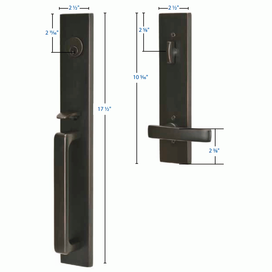 Solid Brass Lugano Style Mortise Entryway Set (Oil Rubbed Bronze Finish) EMTEK