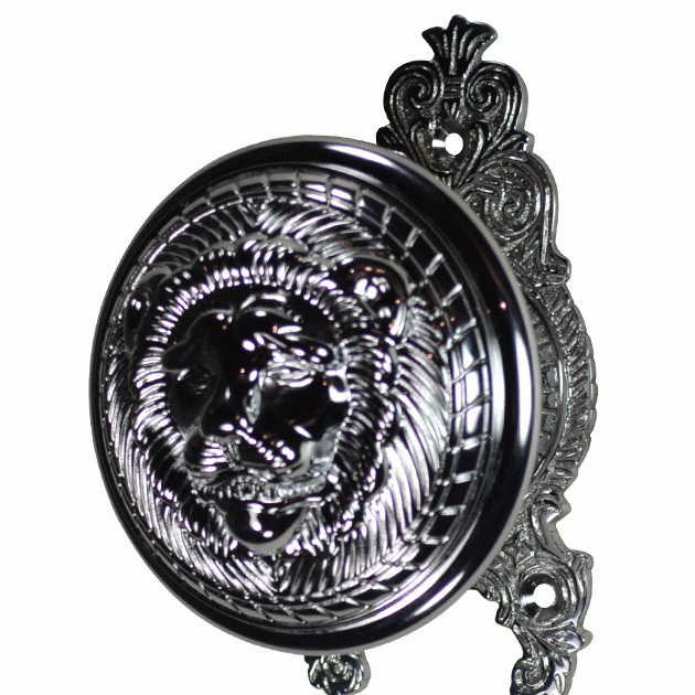 Solid Brass Lion Head Ornate Victorian Door Knob Set (Polished Chrome) COPPER MOUNTAIN HARDWARE