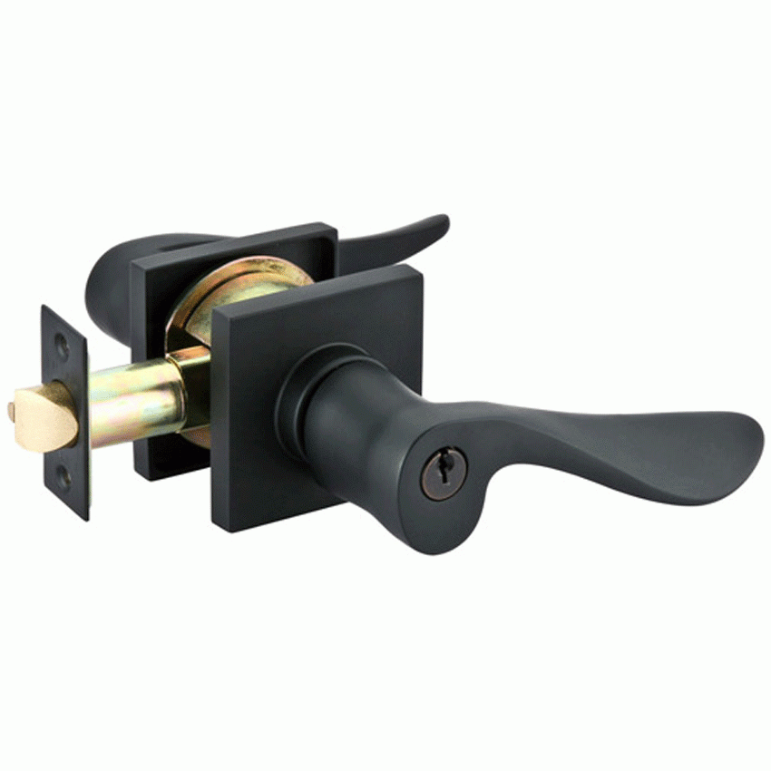 Emtek Solid Brass Luzern Key In Door Lever with Square Rosette (Several Finish Options) EMTEK