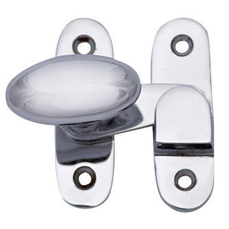 Traditional Solid Brass Oval Knob Latch Set (Polished Chrome Finish) COPPER MOUNTAIN HARDWARE