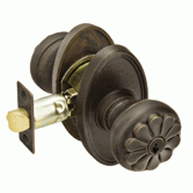 Solid Brass Petal Key In Door Knob with #13 Rosette (Medium Bronze Finish) EMTEK