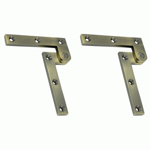 3 7/8 x 5/8 x 1 5/8 Inch Solid Brass Pivot Hinge (Antique Brass Finish) DELTANA