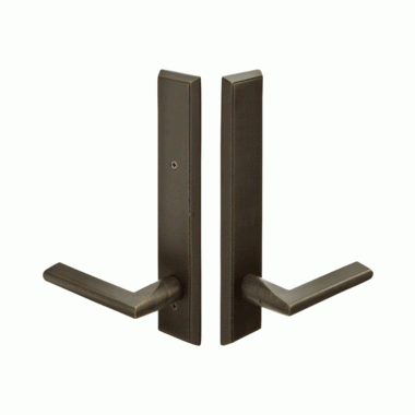 Solid Brass Rectangular Style Dummy Pair Multi Point Lock Trim (Medium Bronze Finish) EMTEK